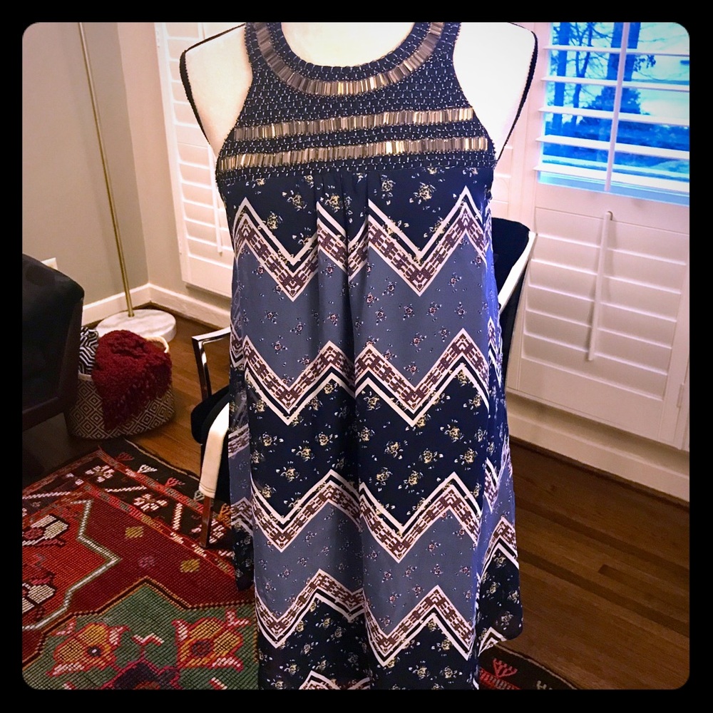 Jeweled Neckline Dress